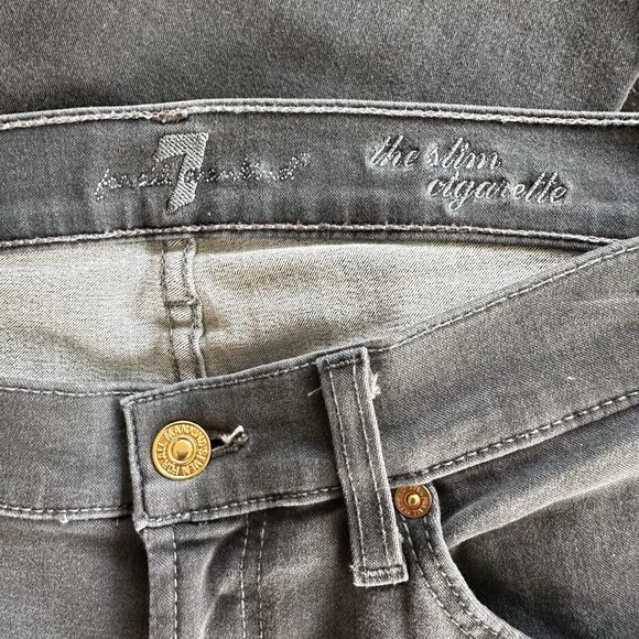 7 For All Mankind Slim Cigarette Jeans Size 31 Charcoal Gray - Picture 7 of 8